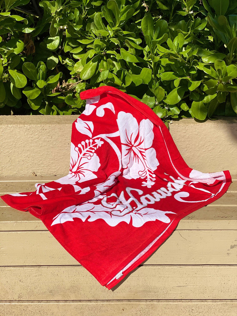 Red Flowers Towel, 2 Sizes - Ninth Isle, Made with Aloha