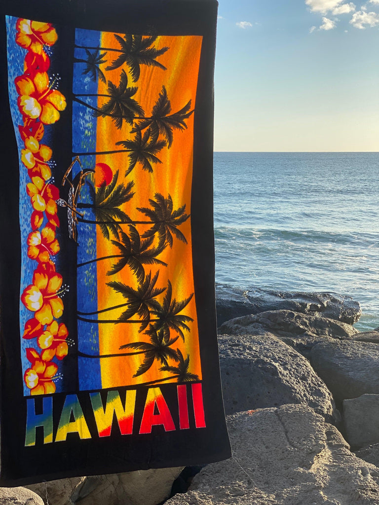 Sunset Hawaii Beach Towel, 2 Sizes - Ninth Isle, Made with Aloha