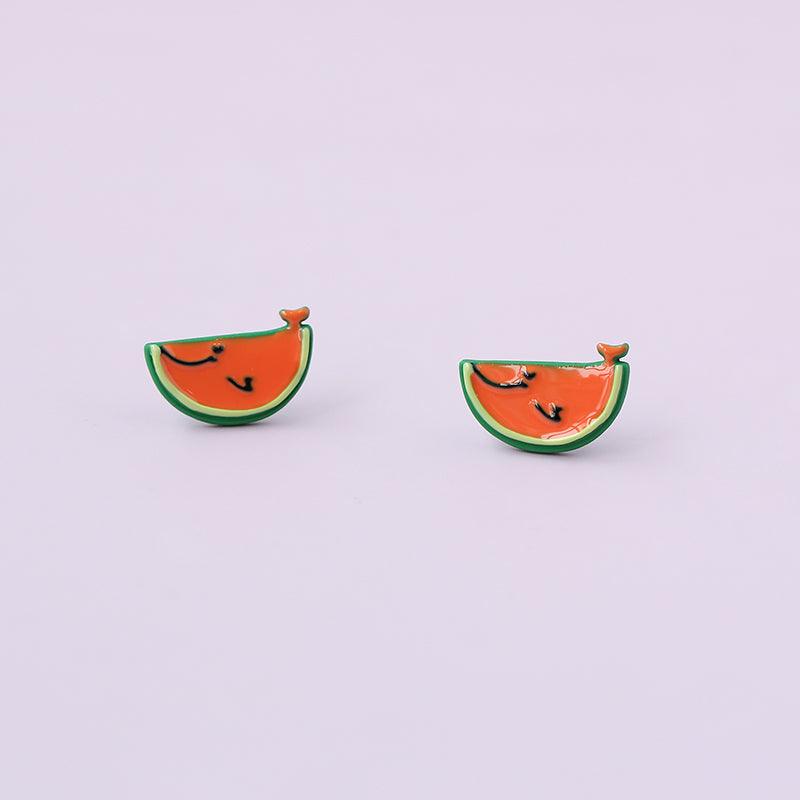 Watermelon Paint Fruit Stud Earrings - Handmade Cartoon Cute Earrings - Ninth Isle, Made with Aloha